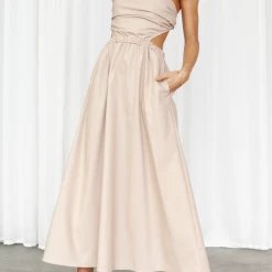 Pink Diamond Lorelei Maxi Dress (Beige) Dresses