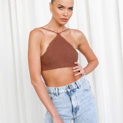 Oscar Street Tops Zion Halter Top (Brown)