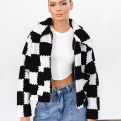 Into Fashion Cora Jacket (Black/White) New Arrivals