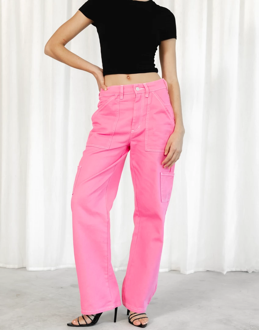 Charcoal Clothing Astrid Wide Leg Jeans (Pink) New Arrivals 3 Charcoal Clothing Astrid Wide Leg Jeans (Pink) New Arrivals
