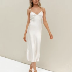 Charcoal Clothing Romain Midi Dress (Soft Beige)