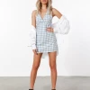 Red Berry Lilian Mini Dress (Blue/Gingham)