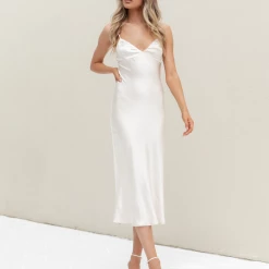 Charcoal Clothing Romain Midi Dress (Soft Beige)