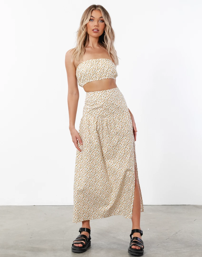 Luvalot New Arrivals Colette Midi Skirt (Yellow/Floral) 5 Luvalot New Arrivals Colette Midi Skirt (Yellow/Floral)