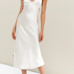 Charcoal Clothing Romain Midi Dress (Soft Beige)