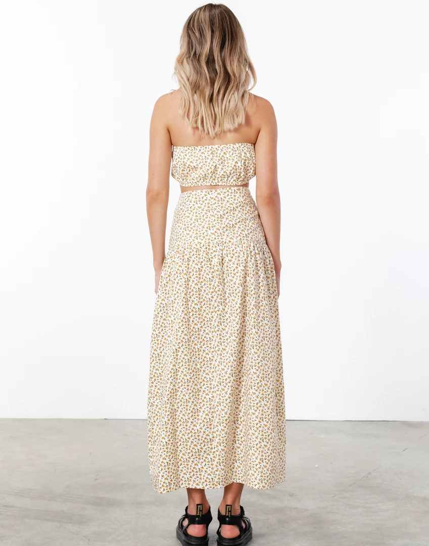 Luvalot New Arrivals Colette Midi Skirt (Yellow/Floral) 3 Luvalot New Arrivals Colette Midi Skirt (Yellow/Floral)