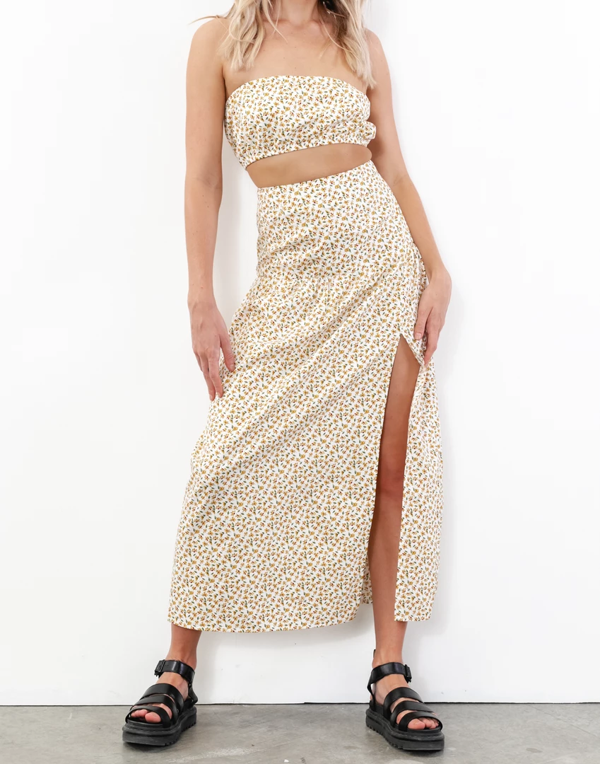 Luvalot New Arrivals Colette Midi Skirt (Yellow/Floral) 4 Luvalot New Arrivals Colette Midi Skirt (Yellow/Floral)