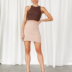 My Girl Bottoms Escape To Rome Mini Skirt (Beige)