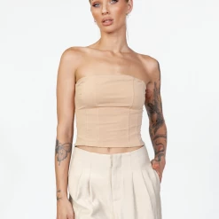 Luvalot New Arrivals Maverick Corset Top (Tan)