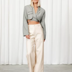 Tops Miami Vice Crop Jacket (Slate) - By Lioness