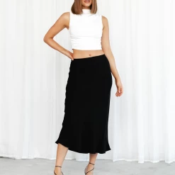 White Closet Mimi Midi Skirt (Black)