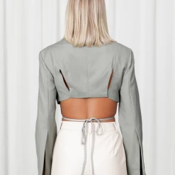 Tops Miami Vice Crop Jacket (Slate) - By Lioness