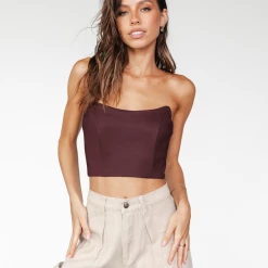 Charcoal Clothing Close To You Corset Top (Wine) Tops