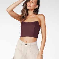 Charcoal Clothing Close To You Corset Top (Wine) Tops
