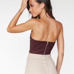 Charcoal Clothing Close To You Corset Top (Wine) Tops