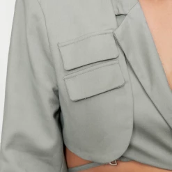 Tops Miami Vice Crop Jacket (Slate) - By Lioness