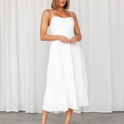 Ava Halli Midi Dress (White)