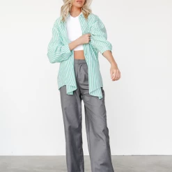 Charcoal Clothing Tops South Beach Shirt (Green Stripe)