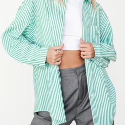 Charcoal Clothing Tops South Beach Shirt (Green Stripe)