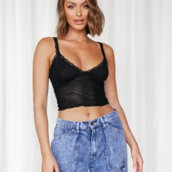 Into Fashion Kora Singlet Top (Black)