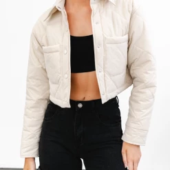 Into Fashion Last Chance Puffer Jacket (Beige) New Arrivals