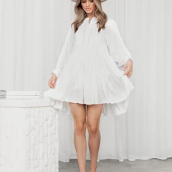 Pink Diamond Stand Out Mini Dress (White) Dresses