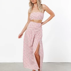 Luvalot Colette Midi Skirt (Red/Floral)