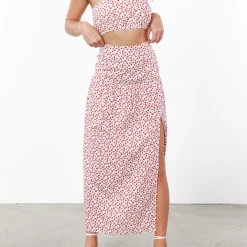 Luvalot Colette Midi Skirt (Red/Floral)