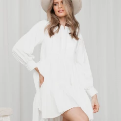 Pink Diamond Stand Out Mini Dress (White) Dresses