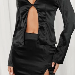 Charcoal Clothing New Arrivals Courtney Mini Skirt (Black)