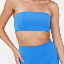 Mint Vanilla Shira Strapless Crop Top