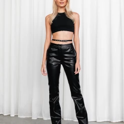 Criss Cross Vegan Pants (Black) - By Lioness