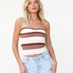 Into Fashion Kenna Top (Brown) Tops