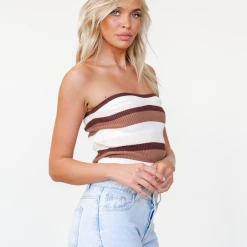 Into Fashion Kenna Top (Brown) Tops