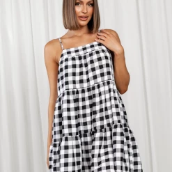 Yours Truly Oaklie Mini Dress (Black/White Gingham)