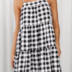 Yours Truly Oaklie Mini Dress (Black/White Gingham)