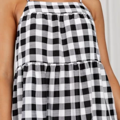 Yours Truly Oaklie Mini Dress (Black/White Gingham)