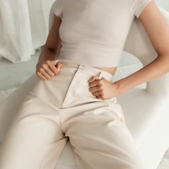 Charcoal Clothing Kendall Ribbed Baby Tee (Beige) New Arrivals