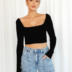 Into Fashion New Arrivals Maiah Long Sleeve Crop Top (Black) 8 Into Fashion New Arrivals Maiah Long Sleeve Crop Top (Black)