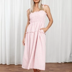 Yours Truly Prescott Midi Dress (Pink) Dresses