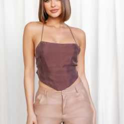 Aiyana Glimpse Of You Top (Brown) Tops