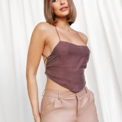 Aiyana Glimpse Of You Top (Brown) Tops