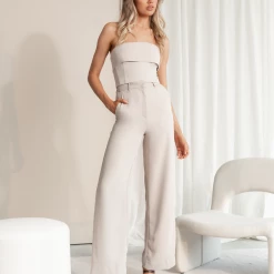 Thanne Remi Strapless Crop Top (Beige) New Arrivals