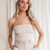 Thanne Remi Strapless Crop Top (Beige) New Arrivals