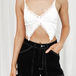 Into Fashion New Arrivals Indie Crop Top (White)