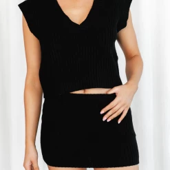 Saddle Knit Top (Black) - By Lioness