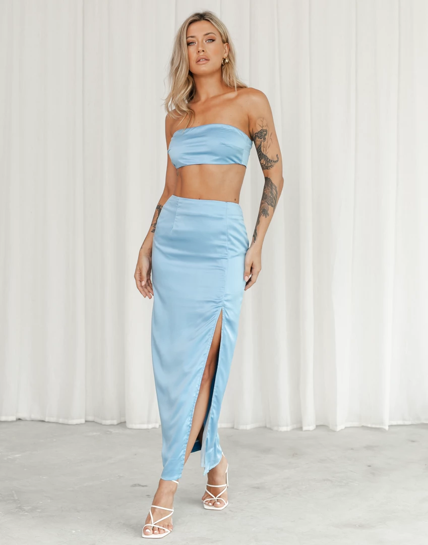 Charcoal Clothing Da Vinci Midi Skirt (Blue) 5 Charcoal Clothing Da Vinci Midi Skirt (Blue)