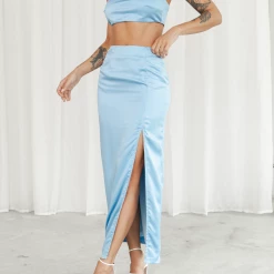 Charcoal Clothing Da Vinci Midi Skirt (Blue)