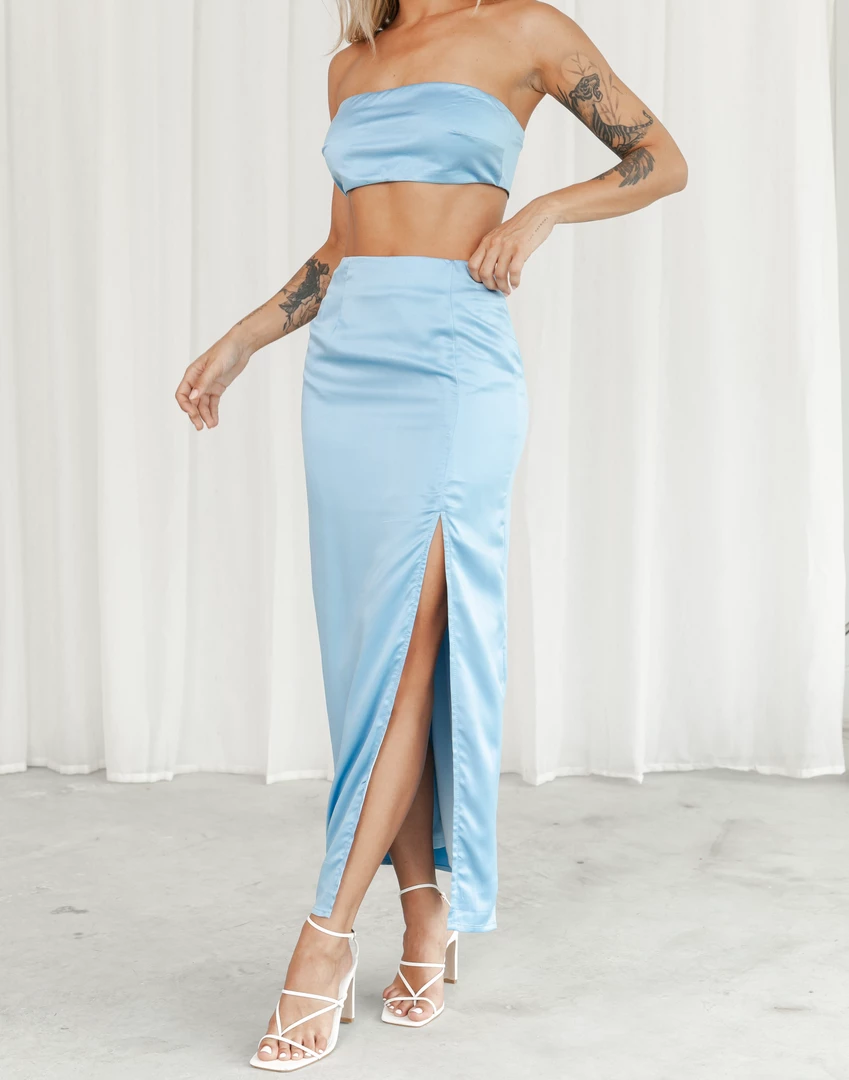 Charcoal Clothing Da Vinci Midi Skirt (Blue) 2 Charcoal Clothing Da Vinci Midi Skirt (Blue)