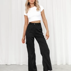Into Fashion Davina Pants (Black Pinstripe)